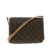 Pre-owned Brunt lerret Louis Vuitton Musette Tango