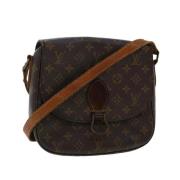 Pre-owned Brunt lerret Louis Vuitton skuldervesker