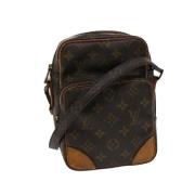 Pre-owned Brunt lerret Louis Vuitton skuldervesker