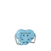 Sea Blue Heart Mini Veske - Skinn