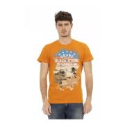 Oransje Bomull T-skjorte med Fronttrykk