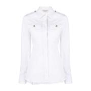 Hvit Box-Pleat Bomullsskjorte