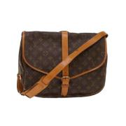 Pre-owned Brunt lerret Louis Vuitton skuldervesker