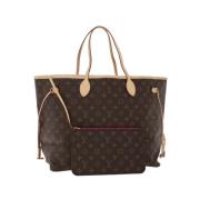 Pre-owned Brunt lerret Louis Vuitton Neverfull