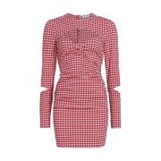 Pink Ganni Stretch Seersucker Cutout Mini Dress Kjole Og Skjørt