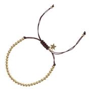 Metal Bead Bracelet Broad Chocolate Brown W/Gold