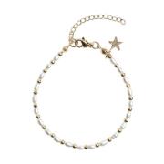 Oval Pearl Bracelet W/Gold Beads