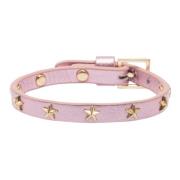 Leather Star Stud Bracelet Rose Metallic