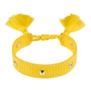 Woven Friendship Bracelet Thin W/Stud - SUN Yellow