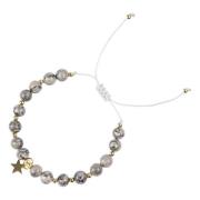 Stone Bead Bracelet 6 MM Grey W/Gold