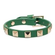 Leather Stud Bracelet Green