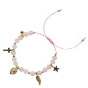 Stone Bead Bracelet 6 MM W/Charms - Rose Quartz