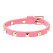 Leather Stud Bracelet Mini Geranium Pink