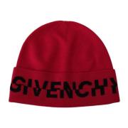 Beanie Lue med Rød/Rosa Skygge og Svart Logo