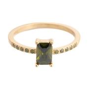 Single Baguette Ring W/Crystals Olive