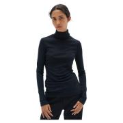 Sort Fang Rollneck Genser