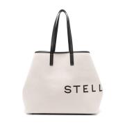 Beige Bag med Logo Print