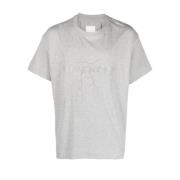 Grå Crew Neck T-skjorter og Polos med Reflekterende Lyn Kunst
