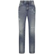Klassiske Jeans med Brede Ben og Slitt Effekt