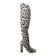 Leopard Stretch Over Knee Støvler