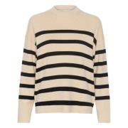 Stripete Pullover - Sandstone/Svart