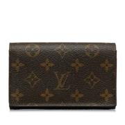 Pre-owned Brunt lerret Louis Vuitton lommebok