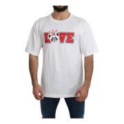 Hvit Love Panda Print Top T-skjorte
