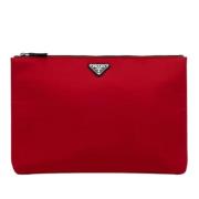 Pre-owned Rodt lerret Prada Clutch