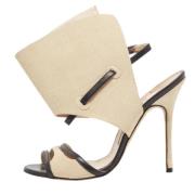 Pre-owned Beige Canvas Manolo Blahnik Sandaler