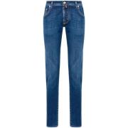Blå Stretch-Bomull Denim Jeans