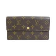 Pre-owned Brunt lerret Louis Vuitton lommebok