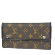 Pre-owned Brunt lerret Louis Vuitton lommebok