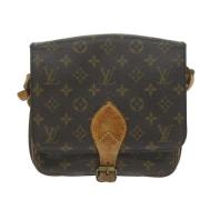 Pre-owned Brunt lerret Louis Vuitton Cartouchiere