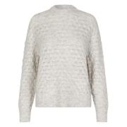 Saanour Pointelle Sweater - White Melange