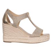 Rhinestone Mid Wedge Sandaler - Blek Gull