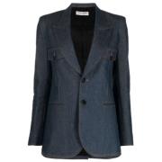 Blå Bomull Denim Blazer