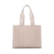 Beige Grained Skinn Tote Bag