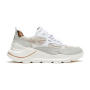 Beige Sneakers med Semsket Skinn og Teknisk Stoff