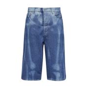 Blå Bermuda Jeans - Oversized Fit - 100% Bomull