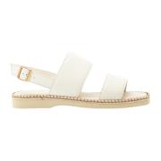 Hvit Lær Flat Sandal