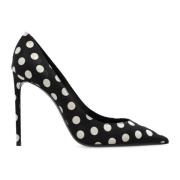 Satin Pumps med Pois Detalj