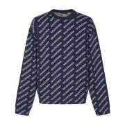 Blå All-Over Crewneck Sweaters