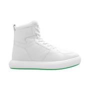 Hvite Skinn High-Top Sneakers med Logo