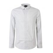 Hvit Slim FIT Skjorte med Logo Print for Menn