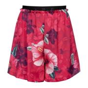 Blomster Hibiscus Wide Leg Sateng Shorts