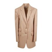 Beige Blazer med Knappelukking