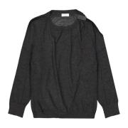Cashmere Silk Sweater, Åpen Skulder, Krystall Detalj