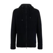 Blå Parka Aw23, Stilig Herre Zip-gjennom Sweatshirt