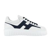 Hvite og blå skinn sneakers