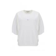 Hvit Bomullssweatshirt med Kort Erme